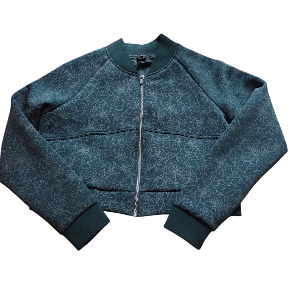 Balance Athletica Small Cropped Floral Green Full Zip Jacket